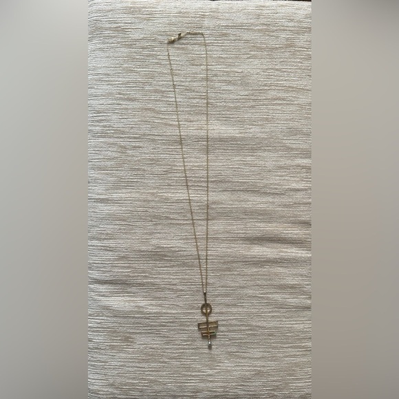 Jewelry - Long Geometric Pendant Necklace Gold And Silver